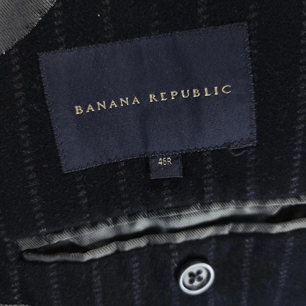 Banana Republic Blazer Mens 46R Black Pinstripe Sport Coat Jacket Corduroy 44291